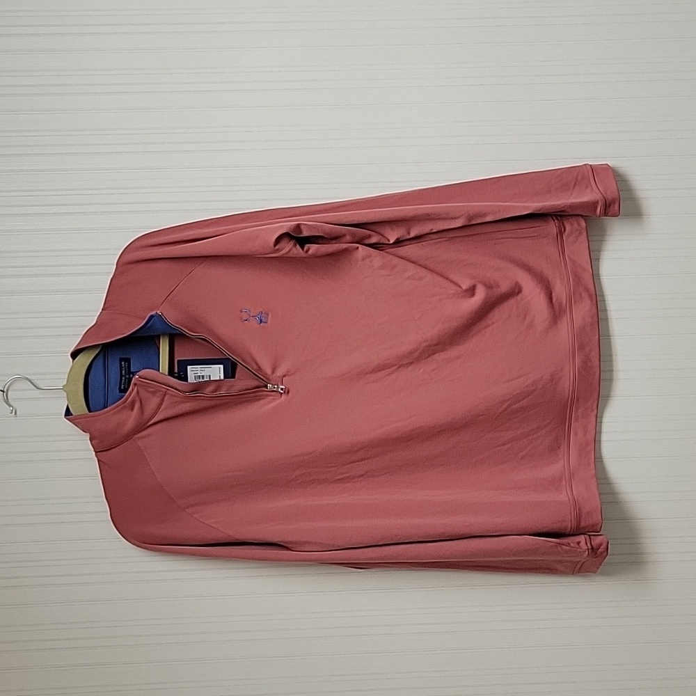NWT Peter Millar 3/4 zip pullover sz medium salmon/ blue